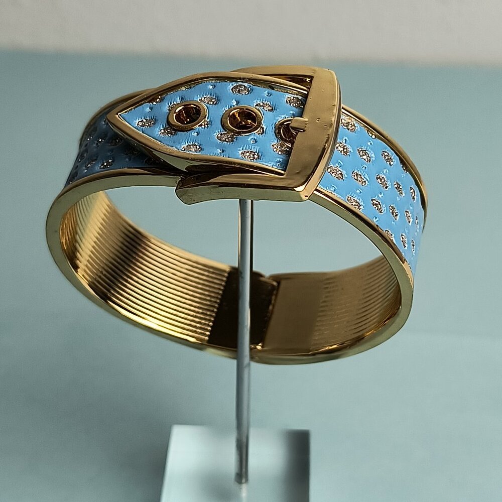 Exquisite Bracelet Belt Buckle Fold Over Hinge Clasp Cuff  Baby Blue Fro…